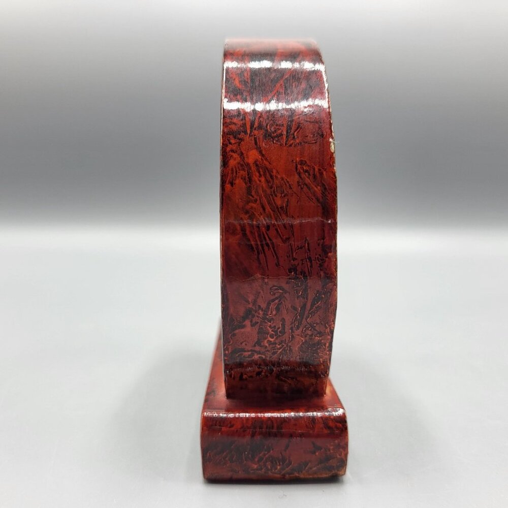 Vtg Chinese Hand Carved Cork Diorama Cranes Black Lacquer Art Stand 4" x 3.75" - Picture 4 of 16